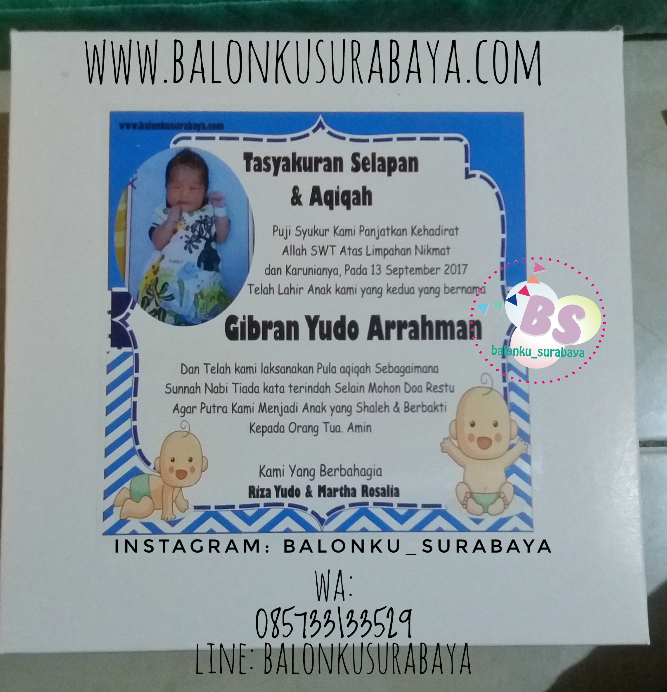 Stiker Label Aqiqah Custom Label Syukuran Tedak Siten Stiker Kelahiran Bayi Balonku Surabaya